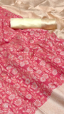 Red & Beige Floral Designer Cotton Saree