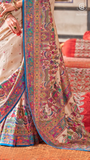Sky Blue Beige Festive Crepe Banarasi Silk Saree