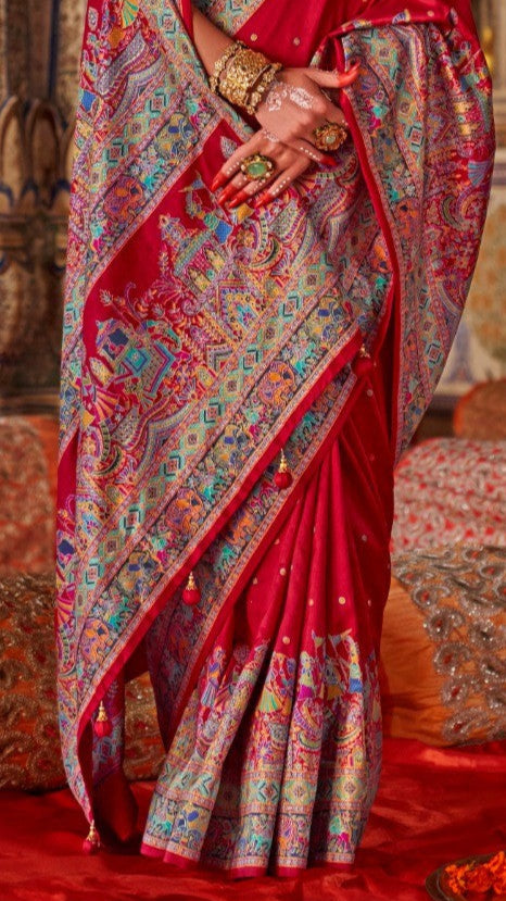 Red Butta Contemporary Banarasi Crepe Silk Saree