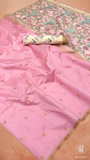 Pink & Gold Ikkat Floral Cotton Saree