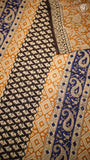 Mustard Yellow & White Floral Handblocked Pure Mul Cotton Saree