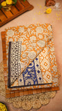 Mustard Yellow & White Floral Handblocked Pure Mul Cotton Saree