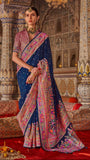 Blue Butta Contemporary Banarasi Crepe Silk Saree