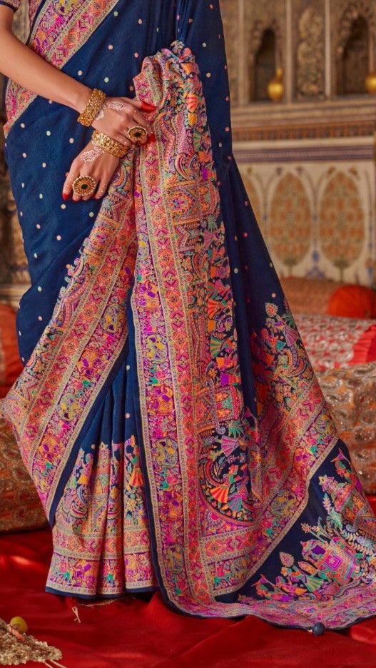 Blue Butta Contemporary Banarasi Crepe Silk Saree