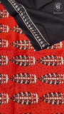 Black and Red Handblocked Pure Cotton Saree