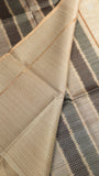 Grey and Beige Kantha Matka Tussar Silk Saree