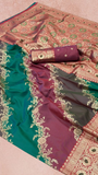 Magenta & Green Rangkat Zari Weaved Banarasi Silk Saree
