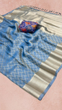 Blue Pure Viscose Zari Tissue Silk Saree