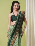 Shades of Green Pochampally Soft Silk Saree