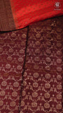 Peach & Brown Pure Crepe Chiffon Banarasi Silk Saree