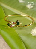 Aalaya Emerald Petal Open Cuff Bangle