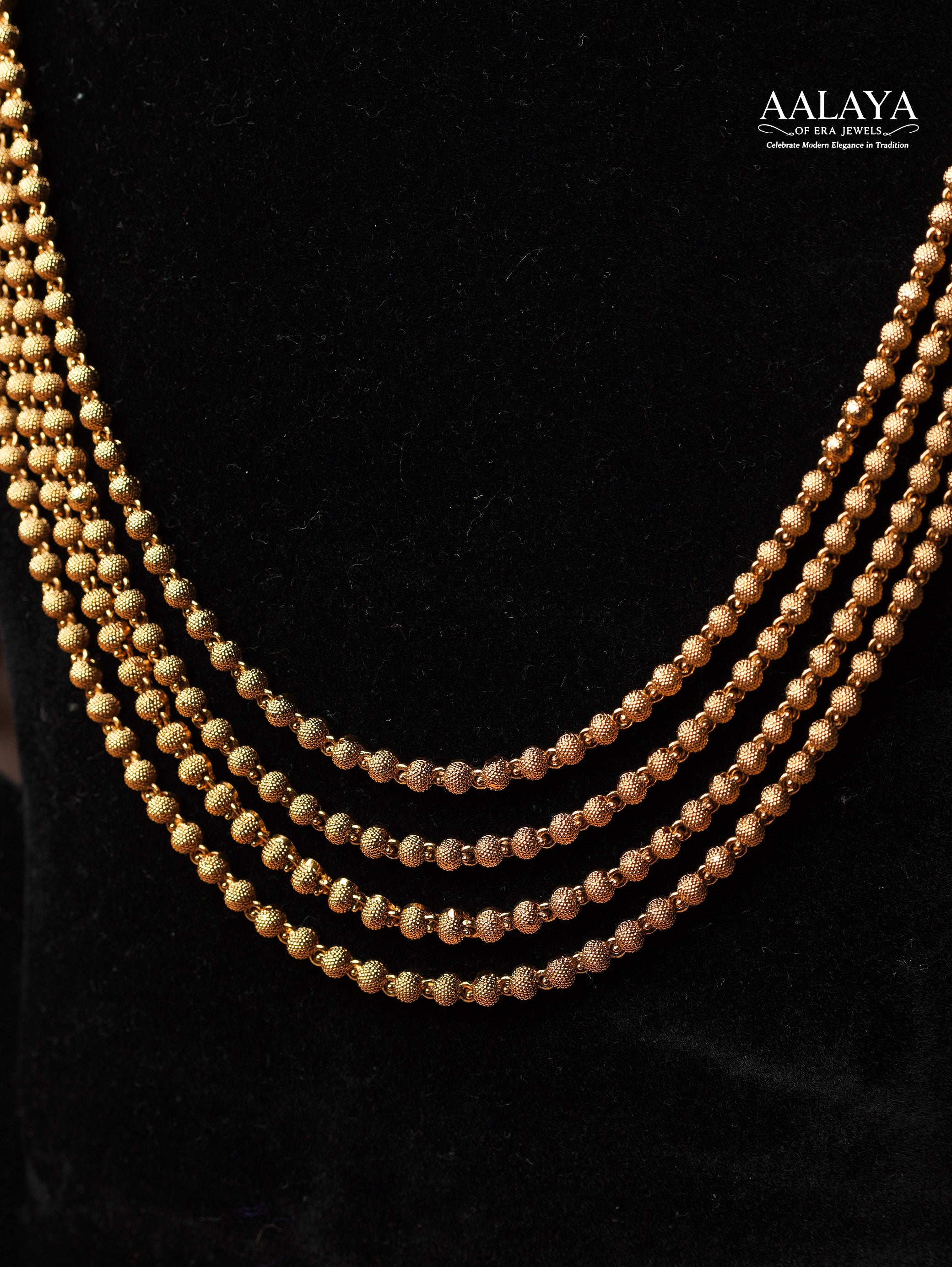 Aalaya Antique Ruby Gold Beaded Heritage Necklace