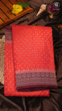 Peach & Brown Pure Crepe Chiffon Banarasi Silk Saree