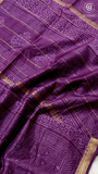 Purple Geometric Handblocked Pure Maheshwari Cotton Sarees