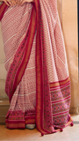 Red & White Cinderella Crepe Banarasi Saree