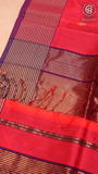 Peach Pink and Purple Leaf Butta Handloom Zari Pure Maheshwari Silk Saree