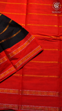 Black & Red Handloom Sungadi Pure Cotton Saree