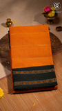 Yellow & Black Handloom Sungadi Pure Cotton Saree