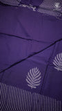 Indigo Blue Floral Contemporary Handblocked Pure Mul Cotton Saree