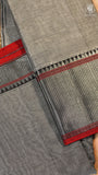 Mauve Grey & Red Silver Checkered Zari Border Handloom Narayanpet Cotton Saree
