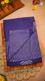 Indigo Blue Floral Contemporary Handblocked Pure Mul Cotton Saree