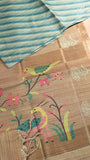 Beige Blue & Brown Diagonal Kantha Matka Tussar Silk Saree