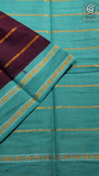 Maroon & Turquoise Green Handloom Sungadi Pure Cotton Saree