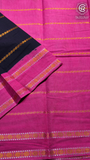 Navy Blue & Pink Handloom Sungadi Pure Cotton Saree