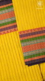 Yellow Line Patterned Temple Border Handloom Narayanpet Cotton Saree