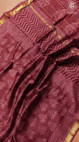 Maroon Floral Handblocked Pure Maheshwari Cotton Sarees