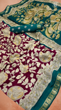 Brown & Teal Green Kalamkari Soft Cotton Saree