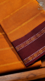 Yellow & Brown Handloom Sungadi Pure Cotton Saree