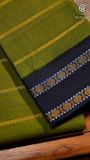 Olive Green & Blue Handloom Sungadi Pure Cotton Saree