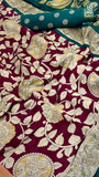 Brown & Teal Green Kalamkari Soft Cotton Saree