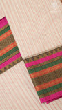 White Line Patterned Temple Border Handloom Narayanpet Cotton Saree
