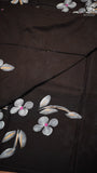Black White Floral Handblocked Pure Mul Cotton Saree