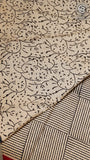 White and Red Geometric Handblocked Pure Cotton Saree