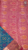 Blue and Pink Zari Weaved Banarasi Silk Saree