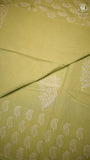Pale Green Floral Handblocked Pure Mul Cotton Saree