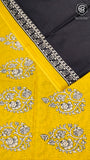 Black & Bright Yellow Geometric Handblocked Pure Cotton Saree