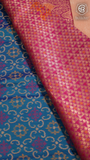 Blue and Pink Zari Weaved Banarasi Silk Saree