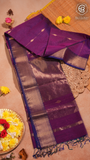 Violet Line Diamond Zari Handloom Pure Maheshwari Silk Saree