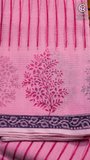 Pink & Blue Kota Doria Summer Cotton Saree