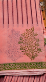 Peach & Green Kota Doria Summer Cotton Saree