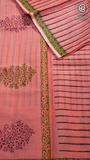 Peach & Green Kota Doria Summer Cotton Saree