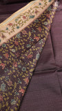 Plum Violet & Beige Floral Border Kantha Matka Tussar Silk Saree