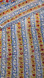 Blue & Yellow Floral Vine Handblocked Pure Georgette Saree