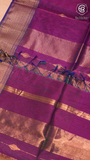 Violet Line Diamond Zari Handloom Pure Maheshwari Silk Saree
