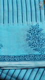 Blue Kota Doria Summer Cotton Saree