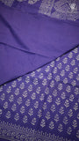 Purple & White Floral Handblocked Pure Mul Cotton Saree